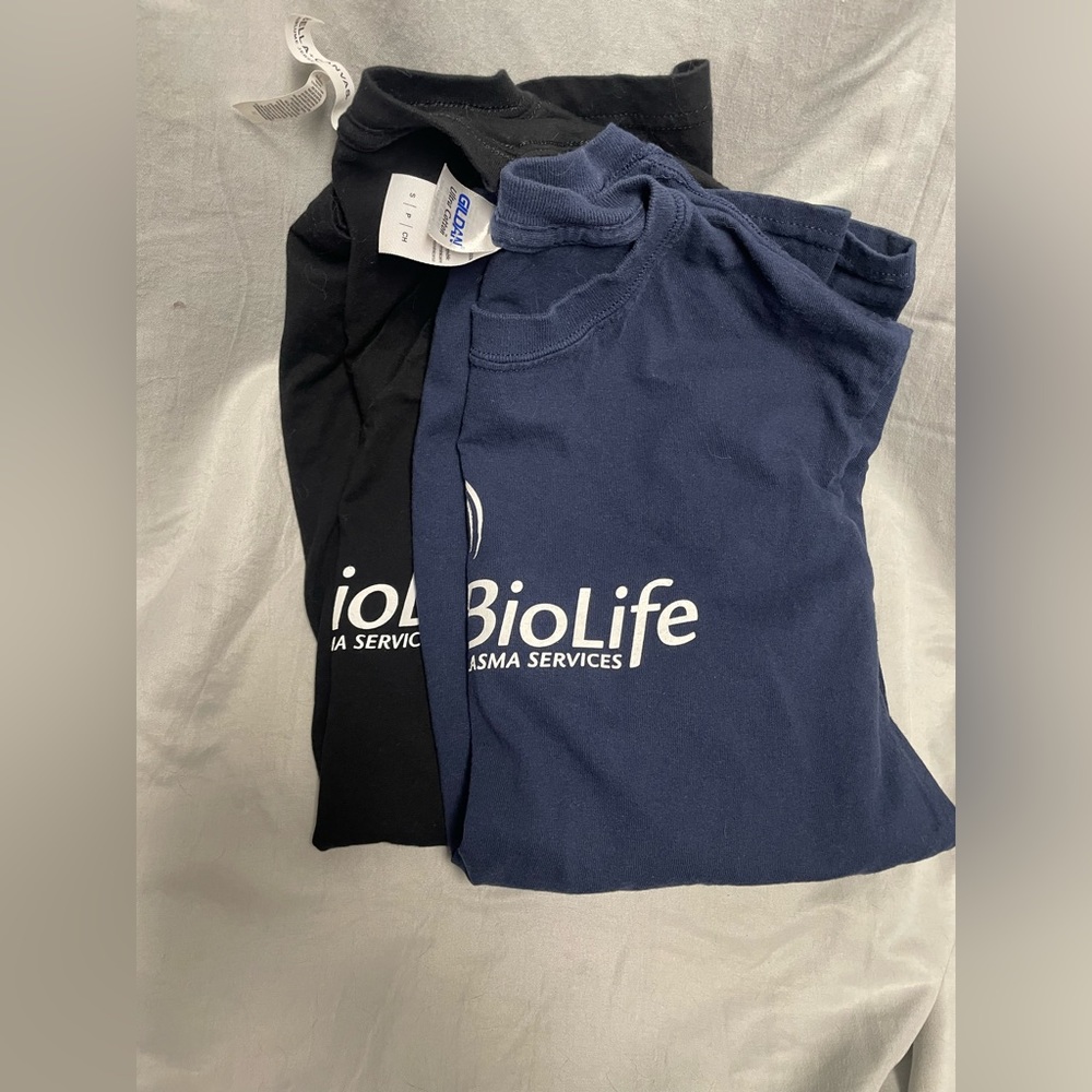 🔴Bundle 2 biolife tshirts 1 small blue 1 medium black